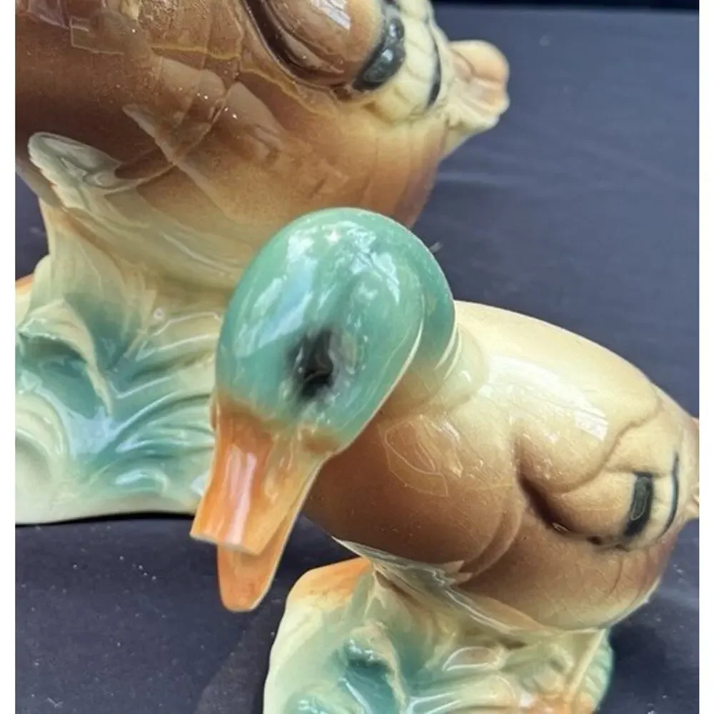 Vintage Royal Copley Windsor Mallard Duck Set of 3 Ceramic Figurine Mid Century